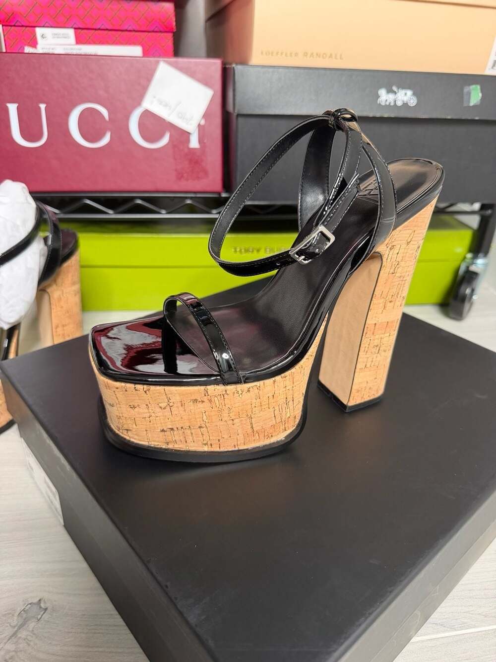 AAJ by Aminah Tina Platform Dress Sandals Black Women’s Size 8 Retail $220